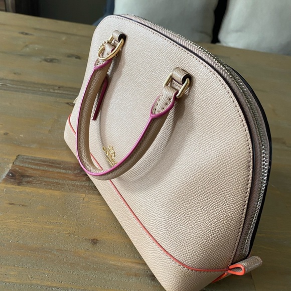 Coach Top Handle, Beige w/ Pink, Orange Detailing - Picture 7 of 10